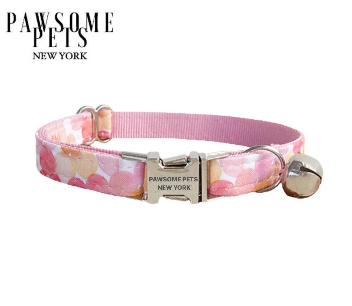 Adjustable Small Dog & Cat Collar – Light Pink Ball Print Nylon