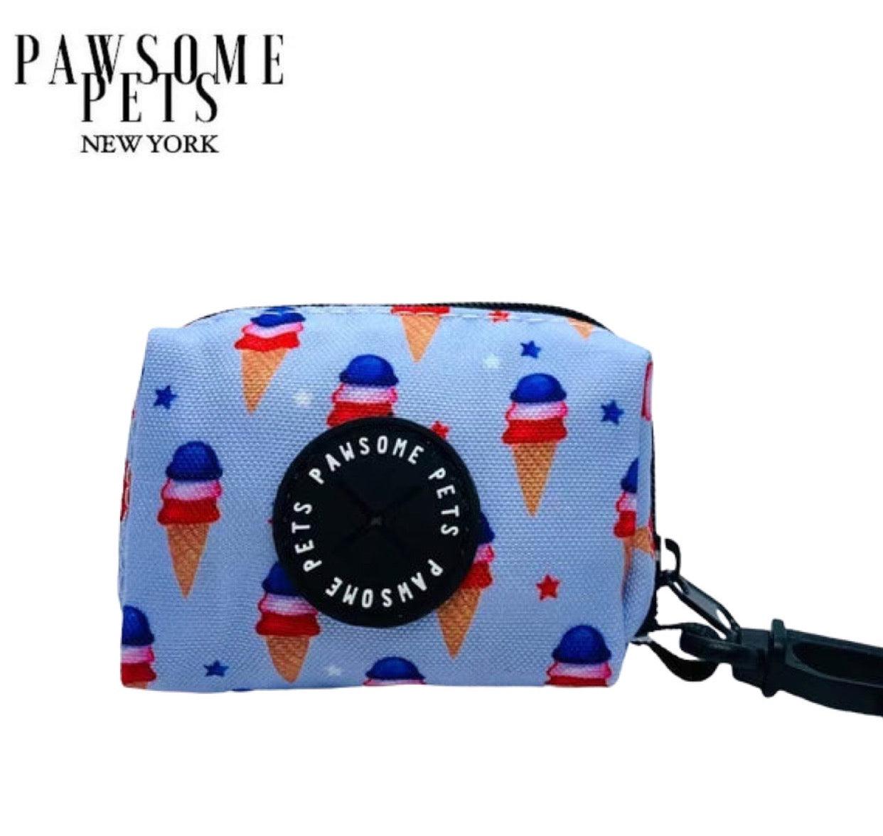 USA Ice Cream Dog Waste Bag Holder – Neoprene Leash Clip Dispenser