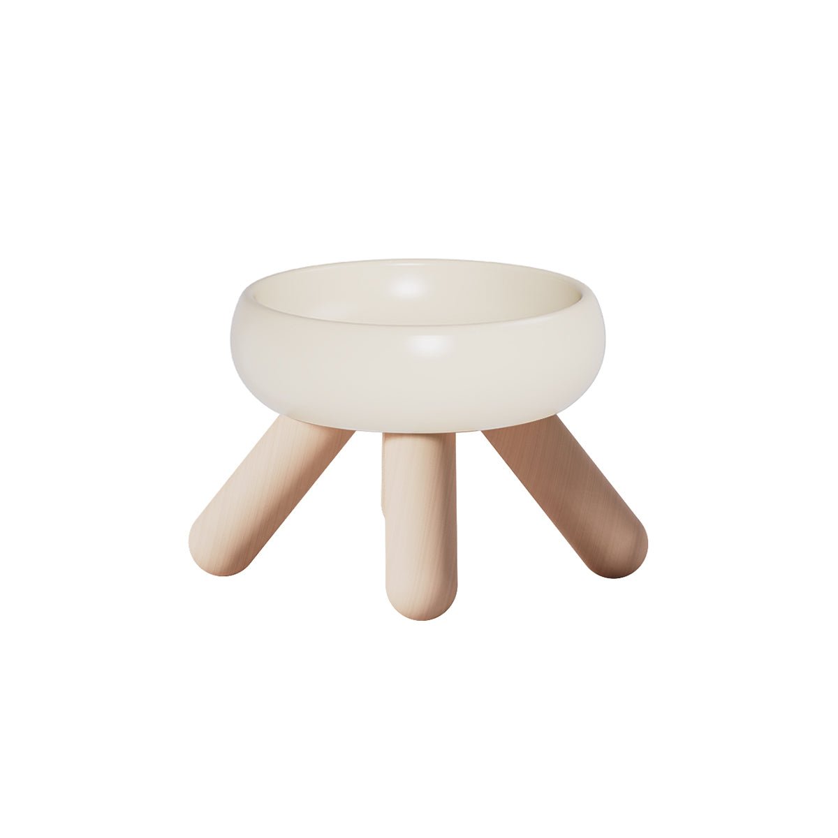 Elevated Ceramic Pet Food Bowl with Natural Wood Stand – Microwave & Dishwasher Safe